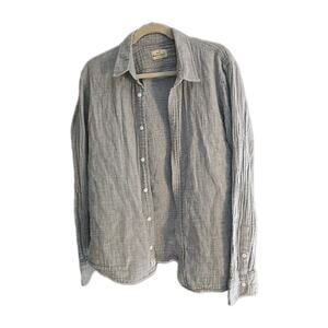 Marine Layer Gray Crinkle Long Sleeve Casual Button Down Shirt Men's Size Large